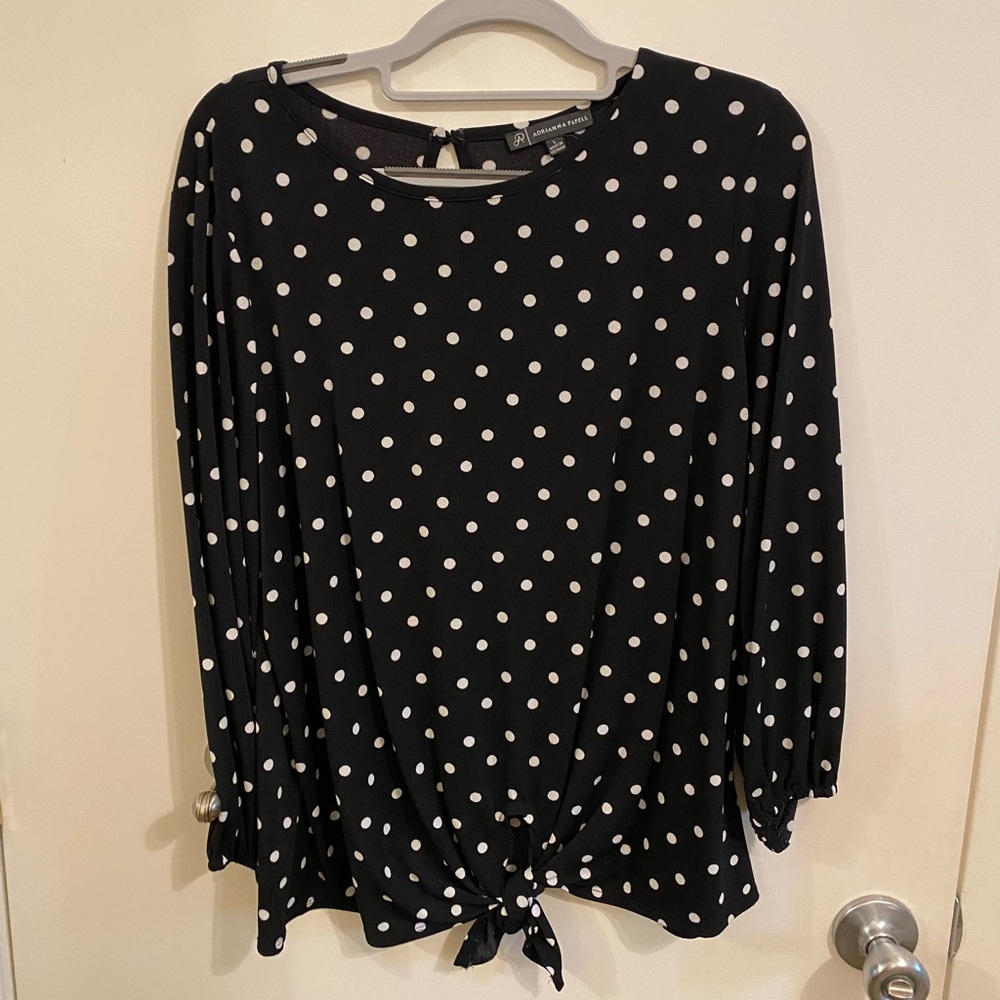 Adrianna Papell Polka Dot Tie Top